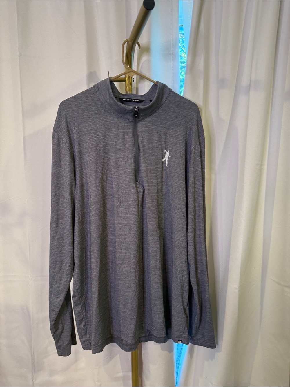 Travis Mathew Men's Gray Long-Sleeve Quarter-Zip Performance Top Golf XL